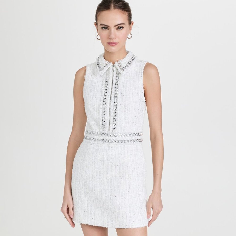 ALICE + OLIVIA Ellis Zip Front Dress Chain Trim Dress Size 4 NWT